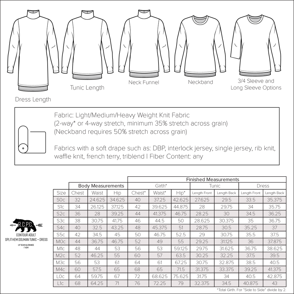 Split Hem Dolman Tunic + Dress | Adult Size S0c-L1c | Beginner Level Sewing Pattern