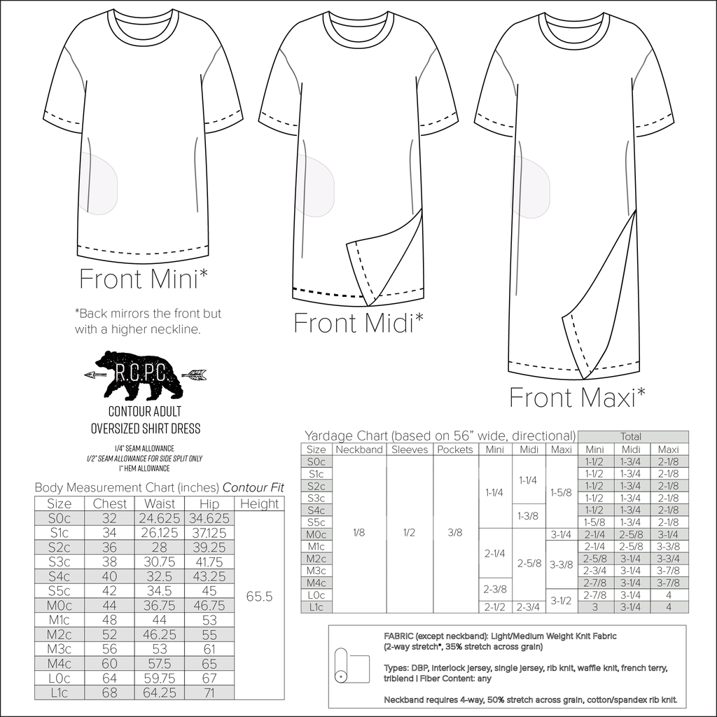 Oversized Tee Shirt Dress | Adult Sizes S0c-L1c | Beginner Sewing Pattern
