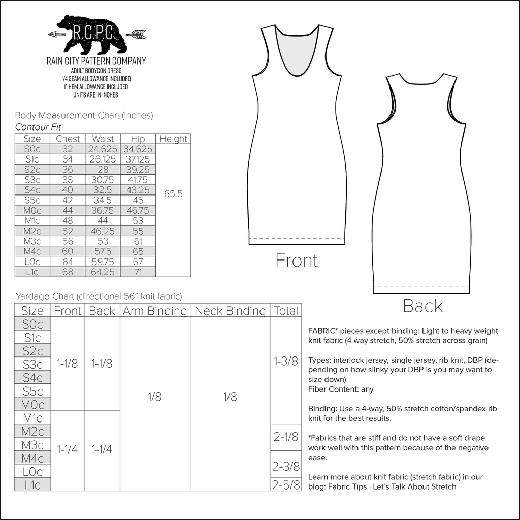 BUNDLE Bodycon Dress | Child & Adult Sizes | Beginner Level Sewing Pattern
