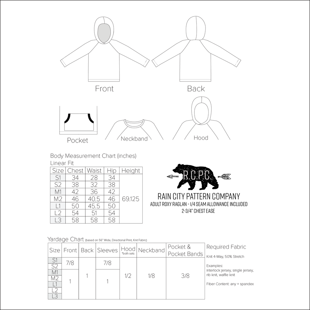 Roxy Raglan | Adult Sizes S1 - L3 | Beginner Level Sewing Pattern