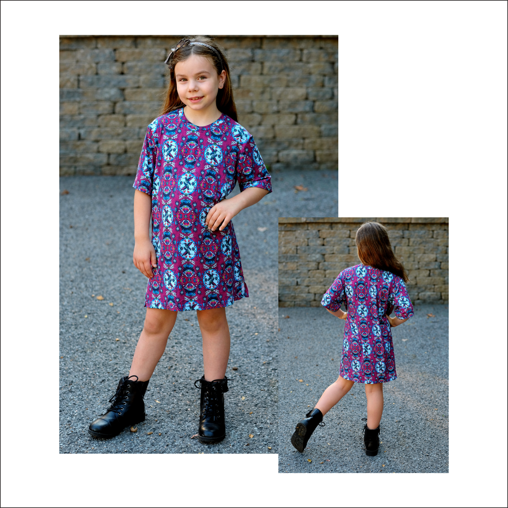 Oversized Tee Shirt Dress Kids Sizes 12M 14 Beginner Sewing Patter Rain City Pattern Company