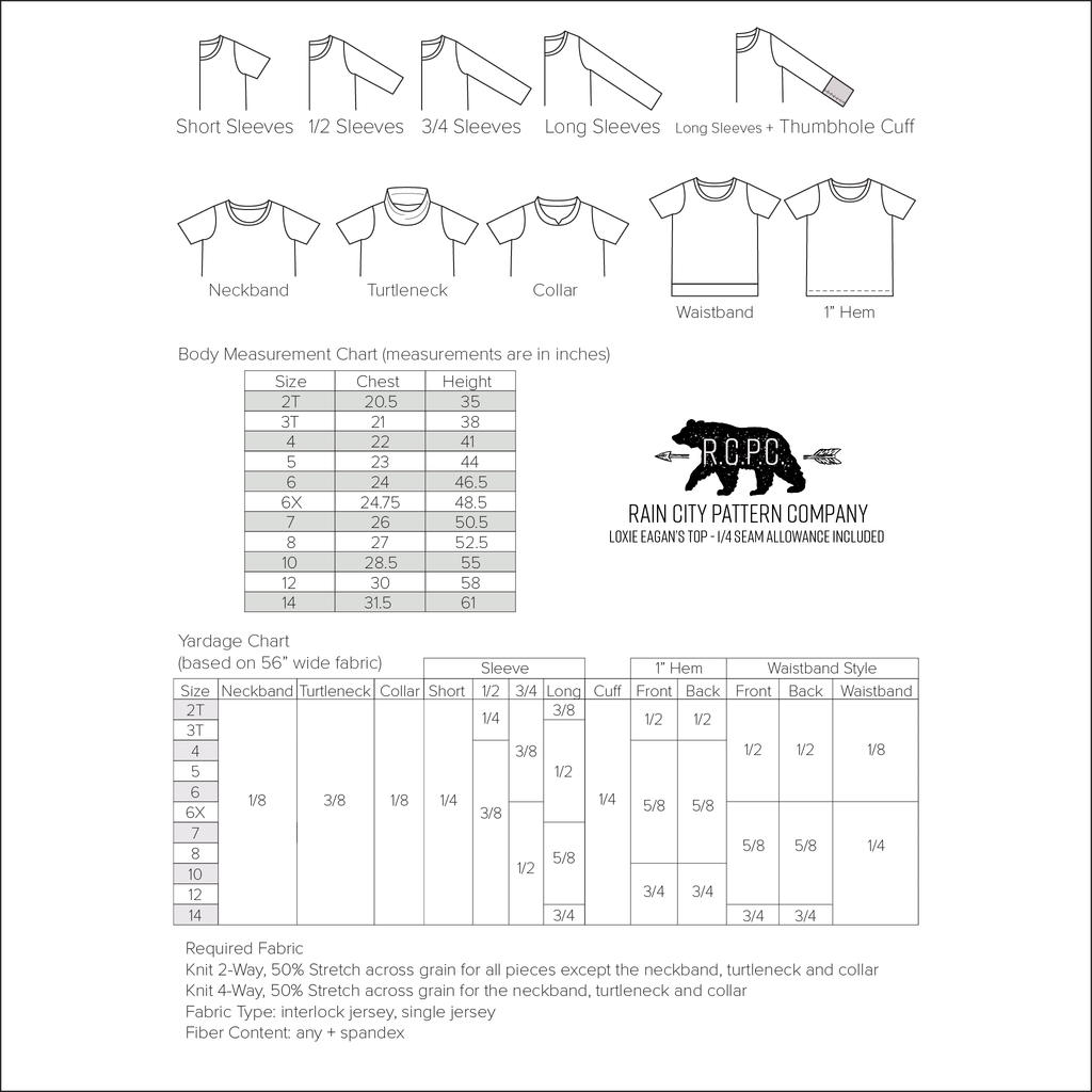 Loxie Eagans Shirt | Child Sizes 2T-14 | Beginner Level Sewing Pattern