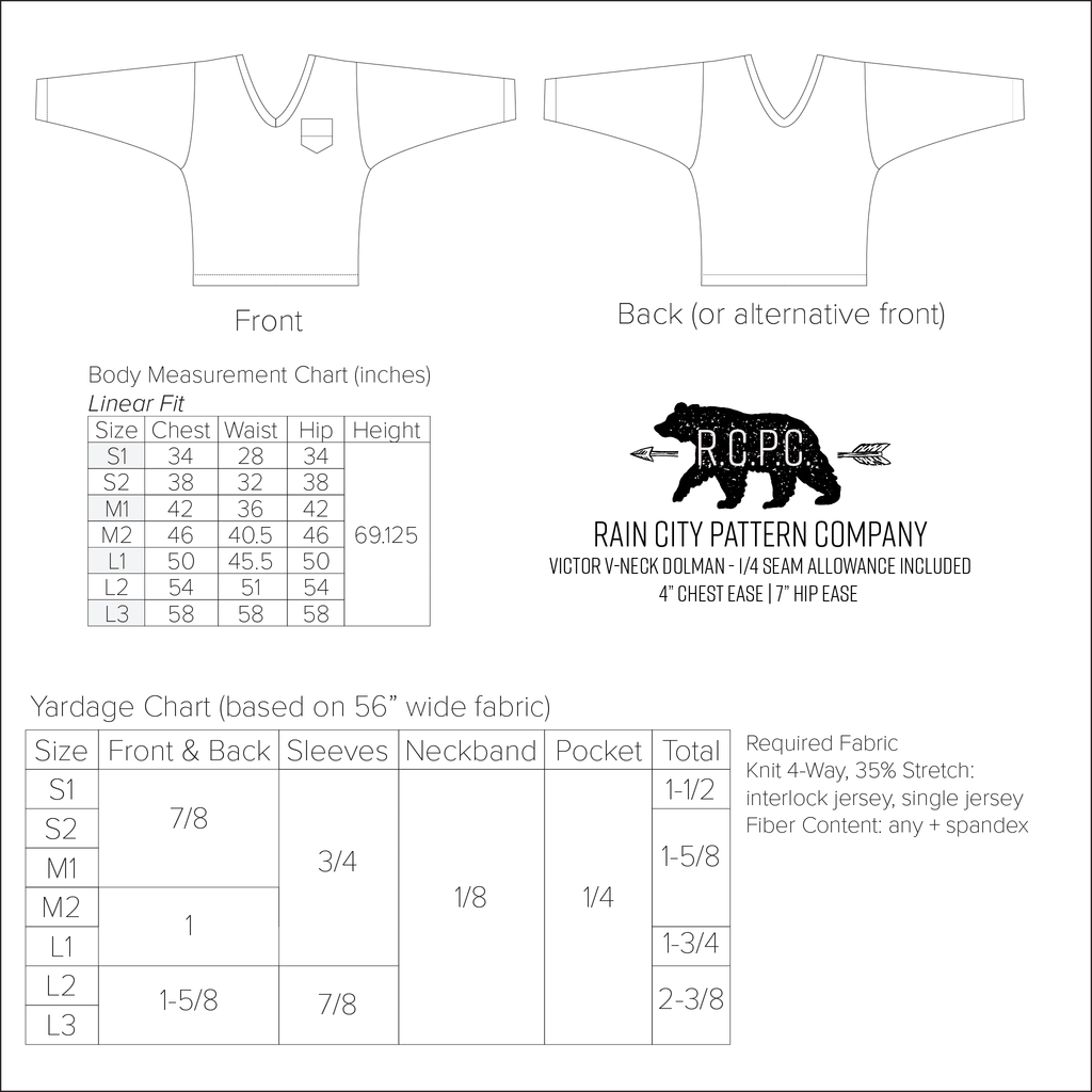 Victor Dolman | Adult Sizes S1 - L3 | Beginner Level Sewing Pattern